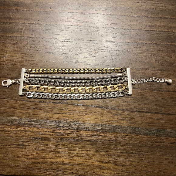 Jenny Bird Austin Cuff Mixed Metal Stacked Layered Chain Bracelet - Picture 4 of 6
